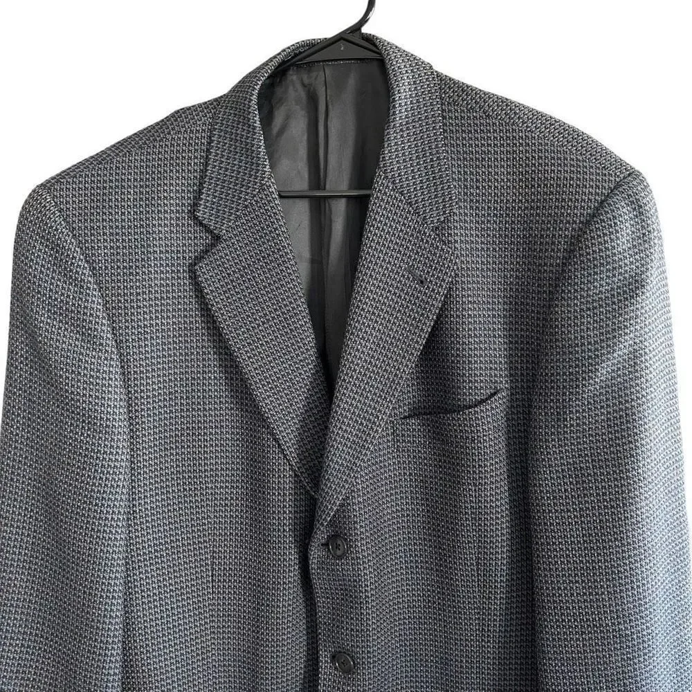 Joseph Abboud blazer suit jacket size 42L 100% wool houndstooth pattern blue tan